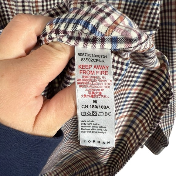 Topman Men’s Micro Plaid Button Down Shirt Multicolor Size M - Picture 8 of 8